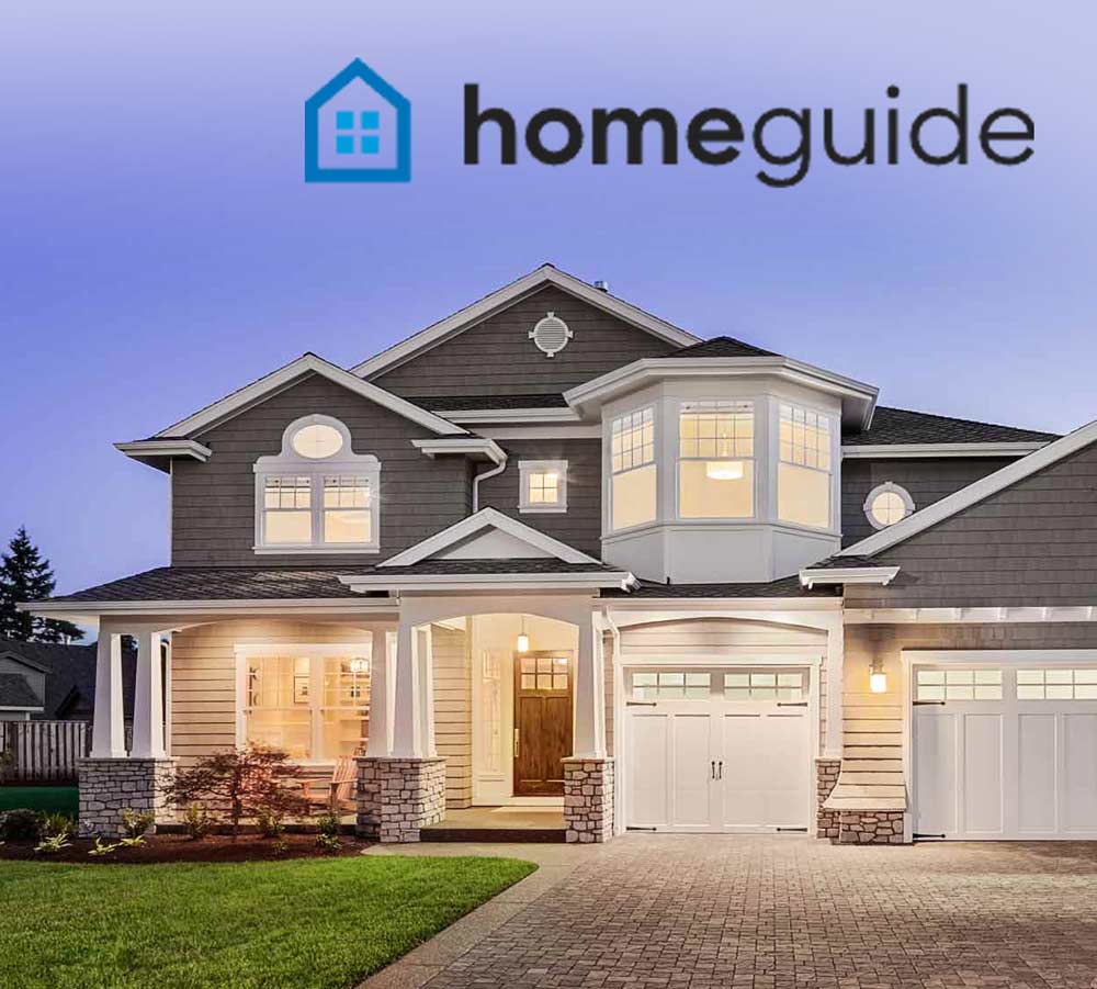 HomeGuide portfolio item cover showing a newly built home and the HomeGuide logo